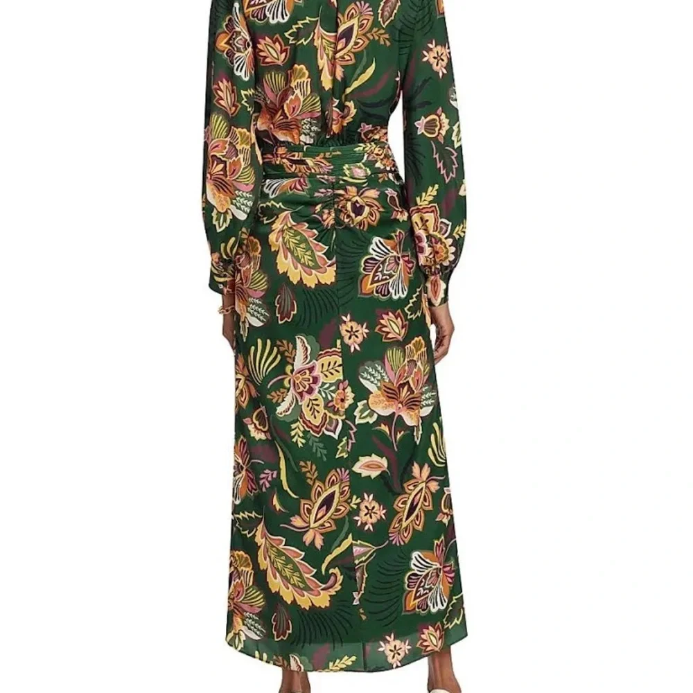 NWT Ramy Brook Green Floral Daisy Long Sleeve Dress $495 Size 0 - Picture 3 of 3